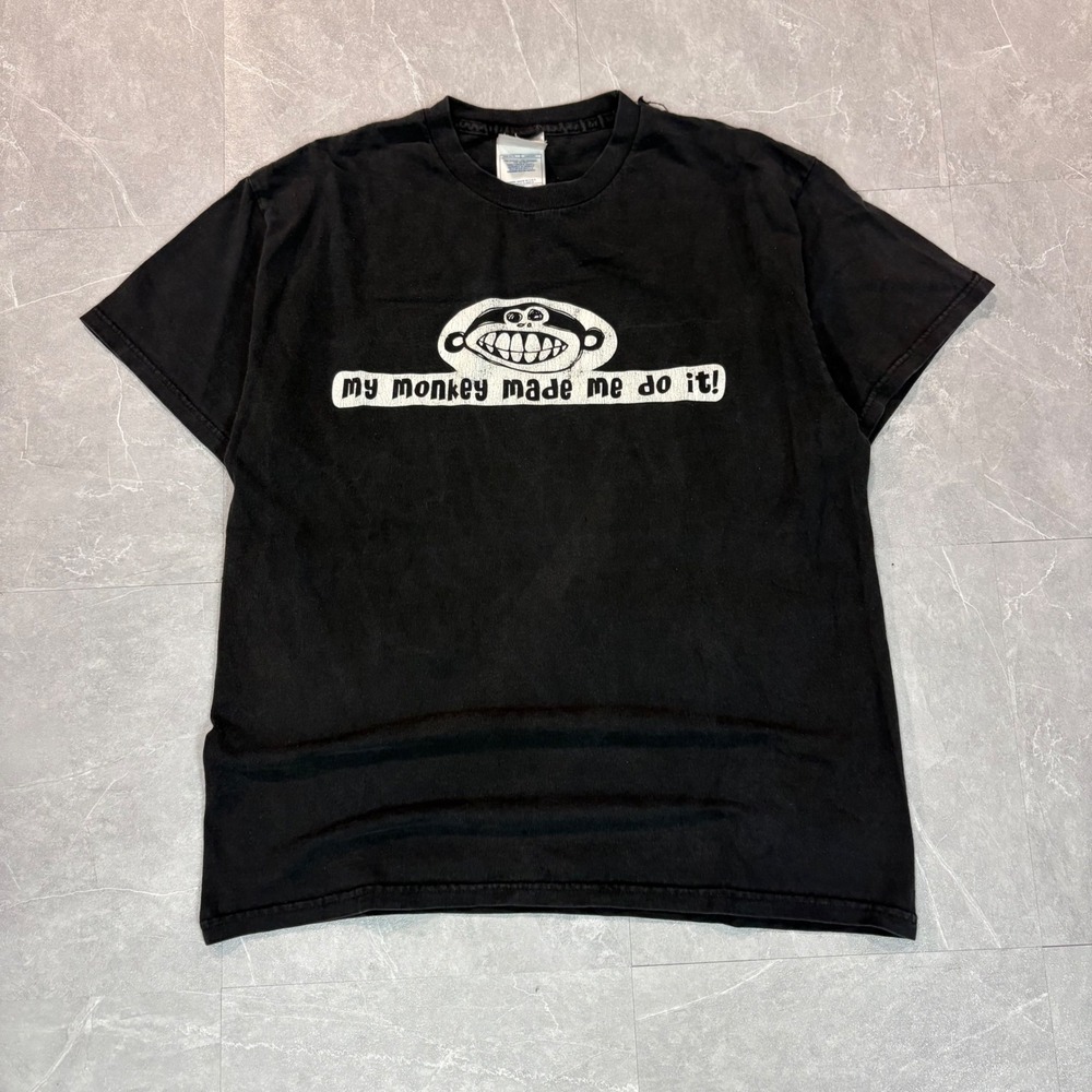 Vintage Tennessee River My Monkey Made Me Do It Graphic T-Shirt Black Mens Large